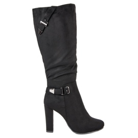 Groto Gogo Zamszowe Kozaki Na Obcasie czarne