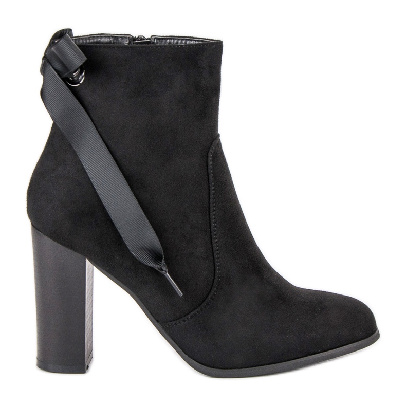 Super Mode Eleganckie botki na słupku czarne