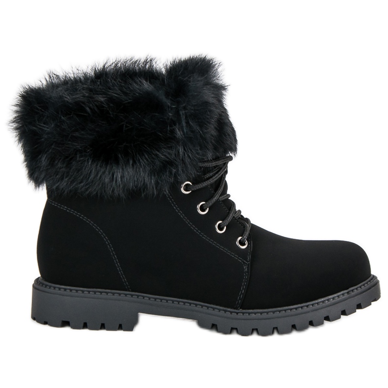 Nio Nio Czarne traperki z futerkiem