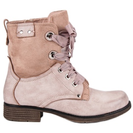 Bestelle Zamszowe pudrowe workery wielokolorowe różowe