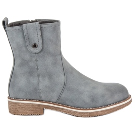 Super Me Wygodne Botki Na Płaskim Obcasie szare
