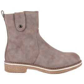 Super Me Wygodne Botki Na Płaskim Obcasie brązowe