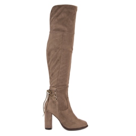 Cm Paris Zamszowe Kozaki Na Słupku brązowe