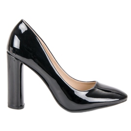 Lakierowane Czółenka Na Słupku czarne