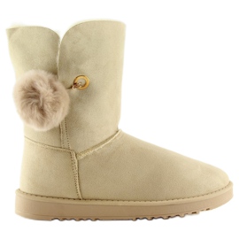 Emusy z pomponem beżowe SP04P Beige beżowy