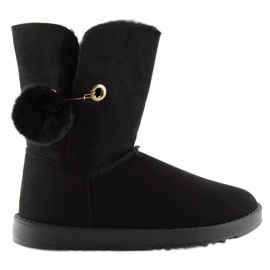 Emusy z pomponem czarne SP04P Black