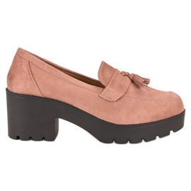 Ch. Creation Stylowe Półbuty Mokasyny różowe