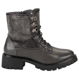 Ideal Shoes Sznurowane Workery Na Platformie zielone