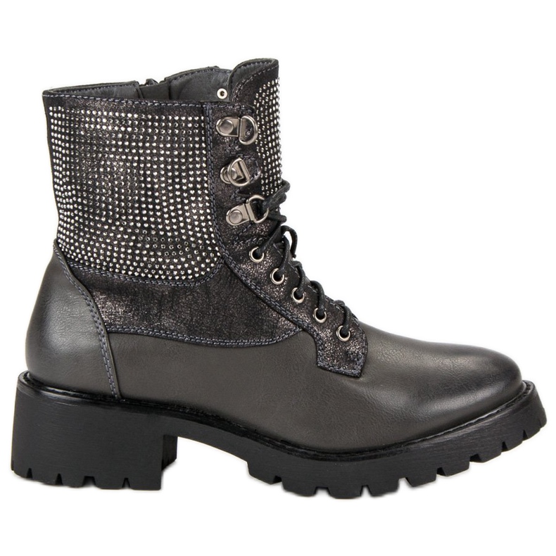 Ideal Shoes Sznurowane Workery Na Platformie zielone