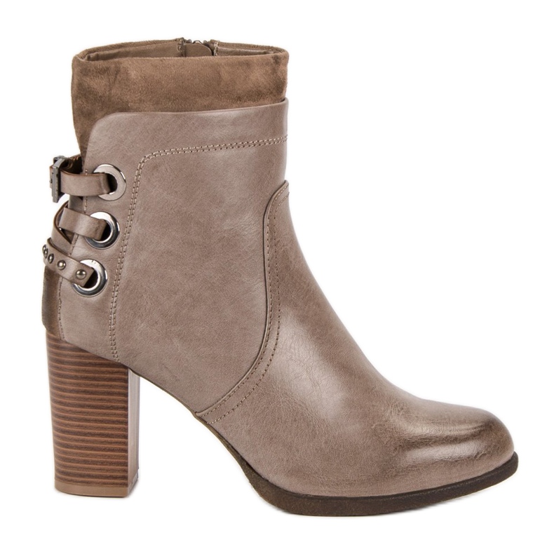 Super Mode Eleganckie Botki Na Słupku brązowe