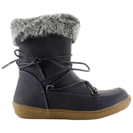 Pół kozaczki dziecięce z futerkiem K1647201 Marino granatowe