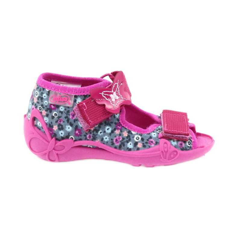 Befado buty dziecięce kapcie sandałki 242p072 szare wielokolorowe różowe