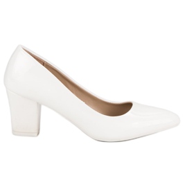 Klasyczne Lakierowane Czółenka białe