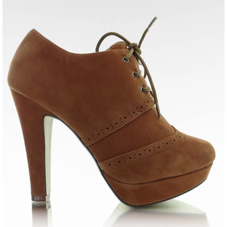 Półbuty na słupku MJ703 camel brązowe