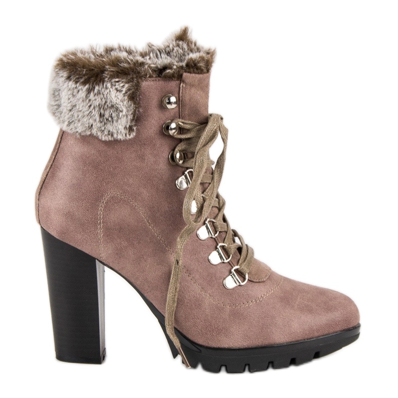 Cm Paris Sznurowane Botki Na Słupku brązowe