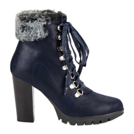 Cm Paris Sznurowane Botki Na Słupku niebieskie