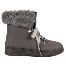 Szare Śniegowce Z Futerkiem