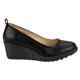 J. Star Czarne Czółenka Na Koturnie