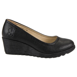 J. Star Czółenka Na Koturnie czarne