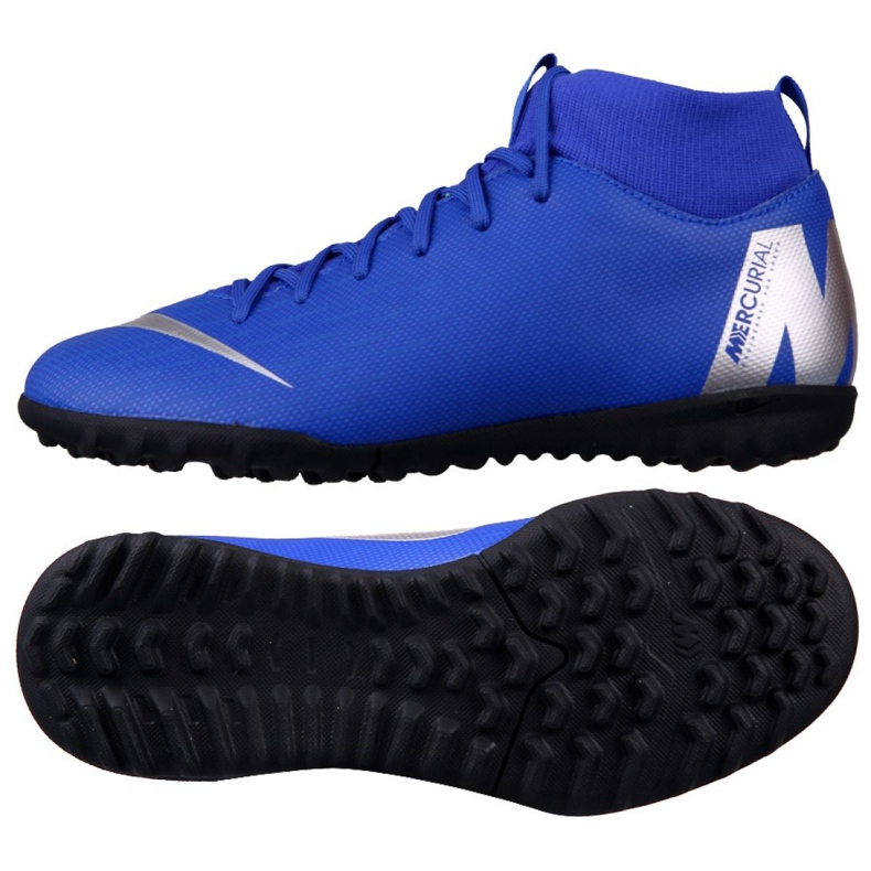Buty piłkarskie Nike Mercurial SuperflyX 6 Academy Gs Tf Jr AH7344-400 niebieskie niebieskie