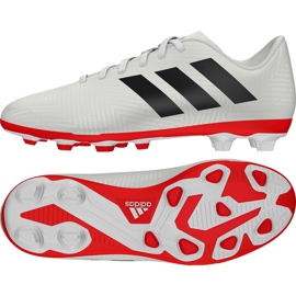 Buty piłkarskie adidas Nemeziz 18.4 FxG Jr CM8510 białe wielokolorowe