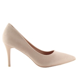 Wygodne czółenka na szpilce beżowe LE012P Beige beżowy