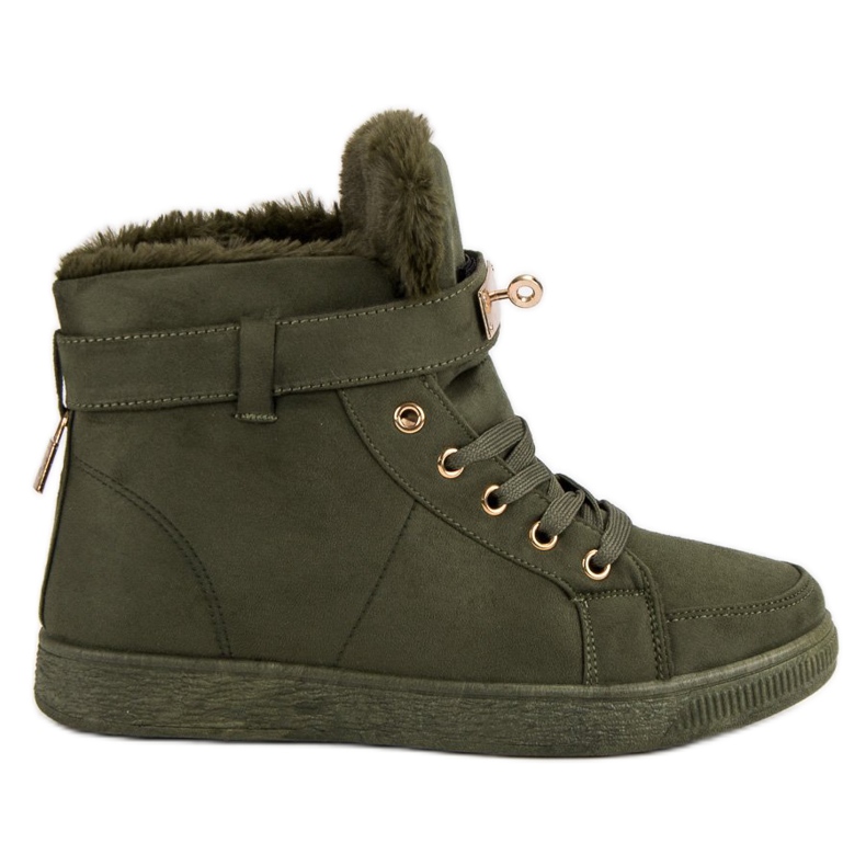 Zamszowe wysokie trampki zielone