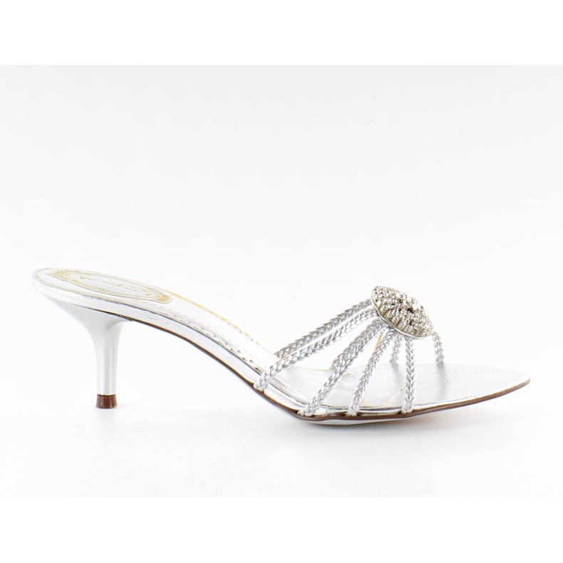 Klapki eleganckie 39225-1 srebrne szare