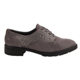 Szare Zamszowe Półbuty