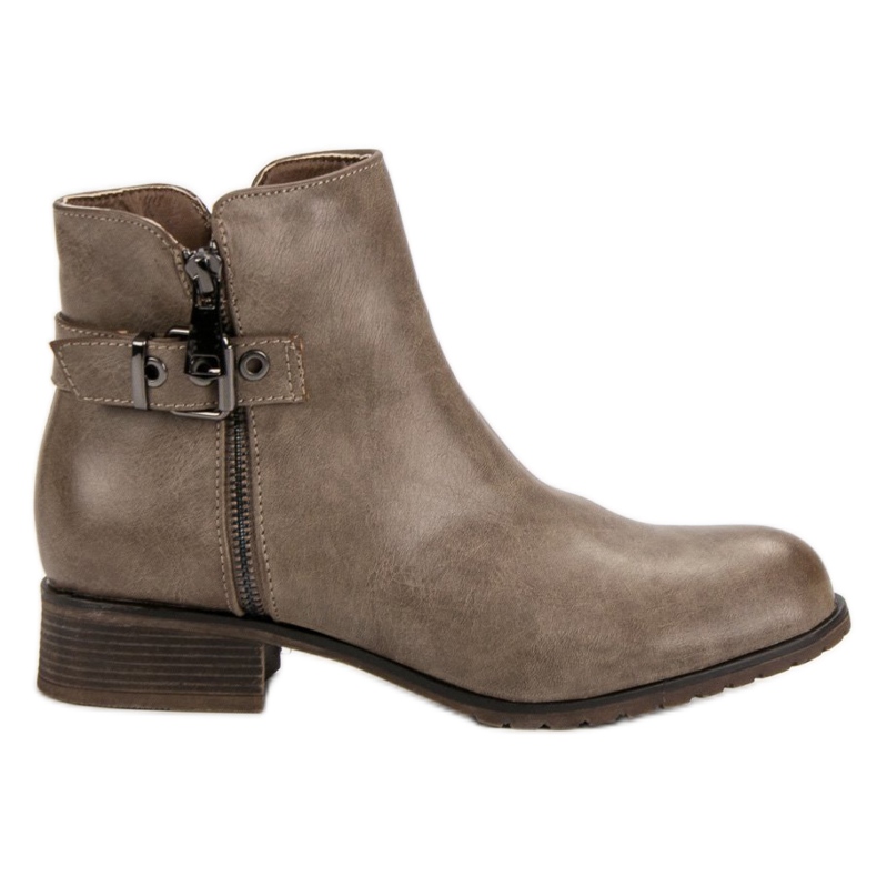 Super Mode Botki Na Płaskim Obcasie brązowe