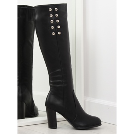 Kozaki na obcasie czarne 7330-PA Black