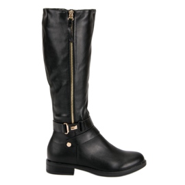 Super Me Czarne oficerki z suwakiem