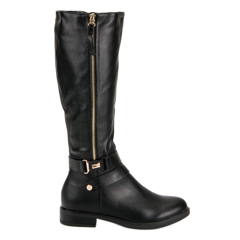 Super Me Czarne oficerki z suwakiem