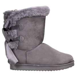 Wysokie Mukluki Z Kokardkami szare