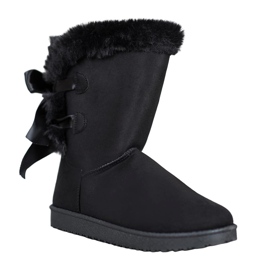 Wysokie Mukluki Z Kokardkami czarne