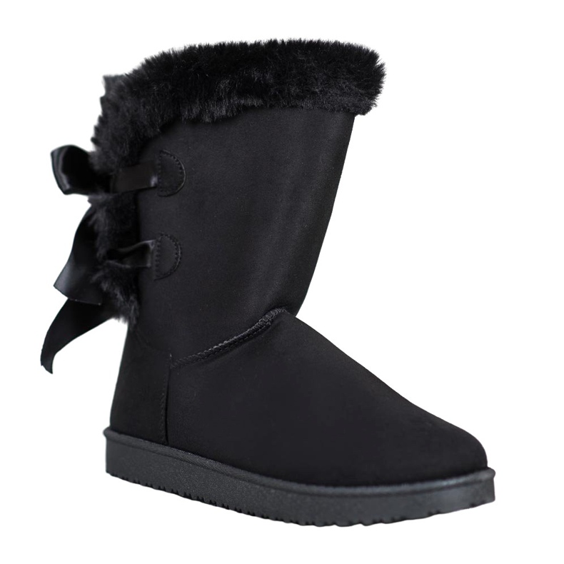 Wysokie Mukluki Z Kokardkami czarne