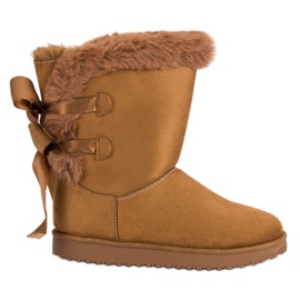 Wysokie Mukluki Z Kokardkami brązowe