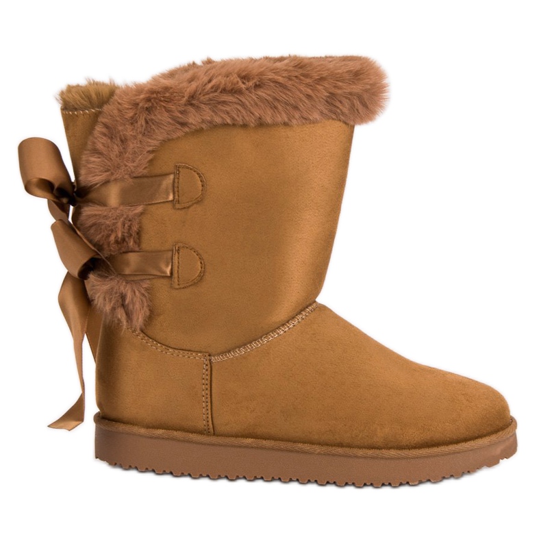 Wysokie Mukluki Z Kokardkami brązowe