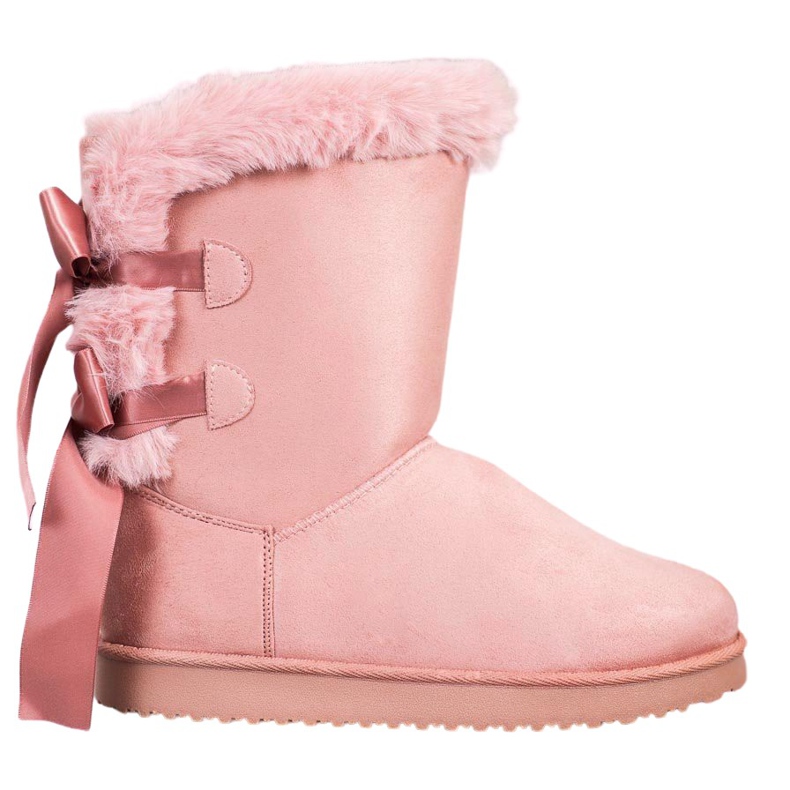 Wysokie Mukluki Z Kokardkami różowe