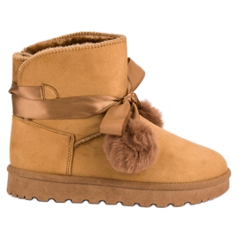 Camelowe Mukluki Z Pomponami brązowe