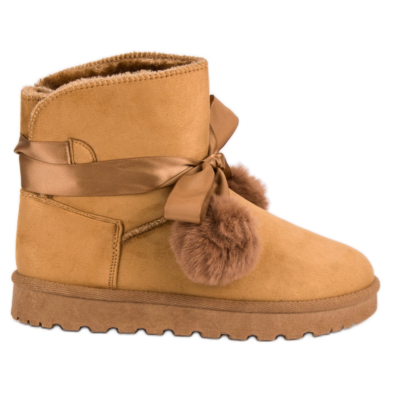 Camelowe Mukluki Z Pomponami brązowe