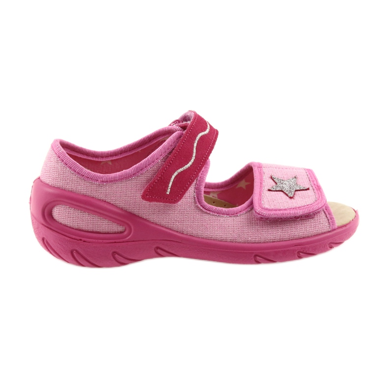 Befado buty dziecięce sandałki wkladka skórzana 433X032 różowe szare