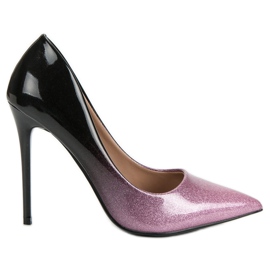 Szpilki Ombre czarne różowe