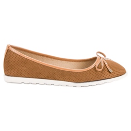 Small Swan Camelowe Baleriny brązowe