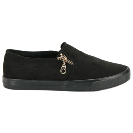 Sport Zamszowe Slipony Z Suwakiem czarne