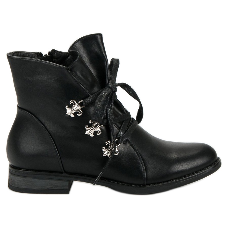 Weide Czarne Botki Na Płaskim Obcasie