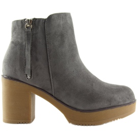 Botki na stabilnym obcasie szare YL96009 Grey