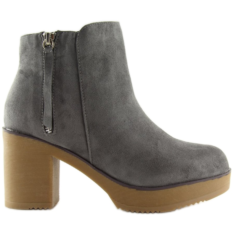 Botki na stabilnym obcasie szare YL96009 Grey