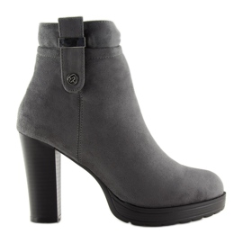 Botki na obcasie szare BK3233 Grey