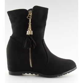 Botki na koturnie czarne AB02-36 Black